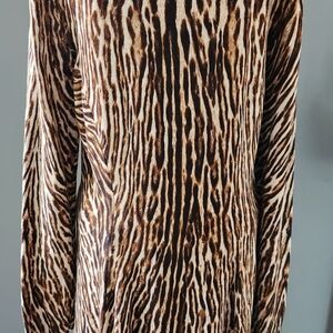 Michael Kors Brown and Black Animal Print Long Sleeve Dress SIZE PL